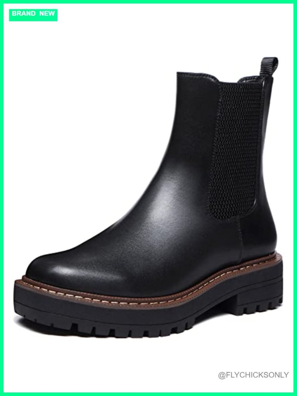 Women's Low Heel Chelsea Platform Ankle Boots PU Faux Sheepskin Waterproof